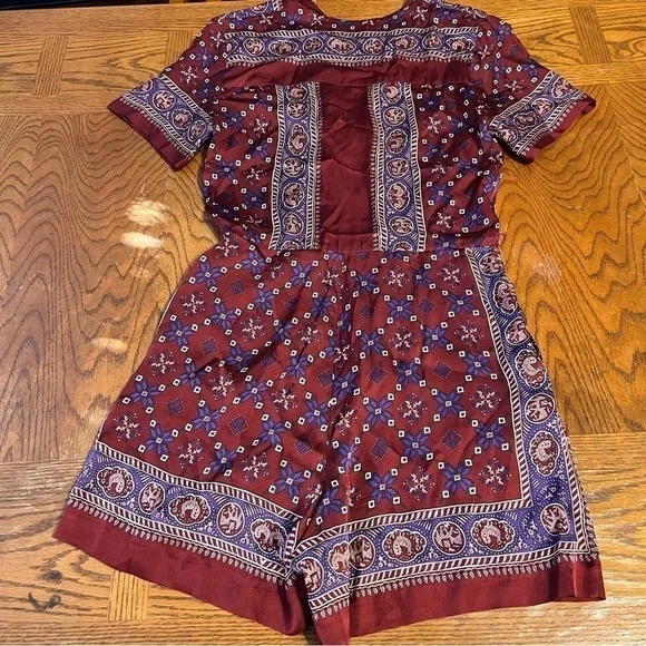 Sandro Paris Dilone Wrap-effect Printed Voile Short Romper Sz 38 or US 6